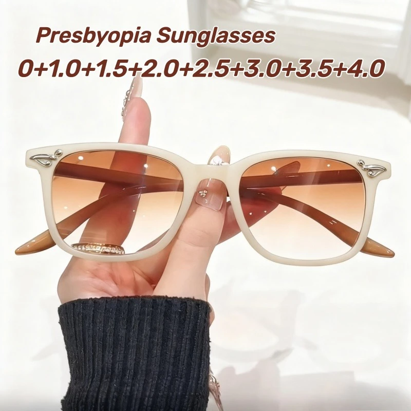 

New Tea-Coloured UV-Protective Reading Glasses Women's INS Style Large-Frame Square Ultra-Light Reading Glasses Men Goggles