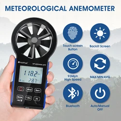 HoldPeak Smart Touch Screen Anemometer 6000-WM-APP Digital Bluetooth Linkable Wind Flow Test Meter Waterproof and Dustproof