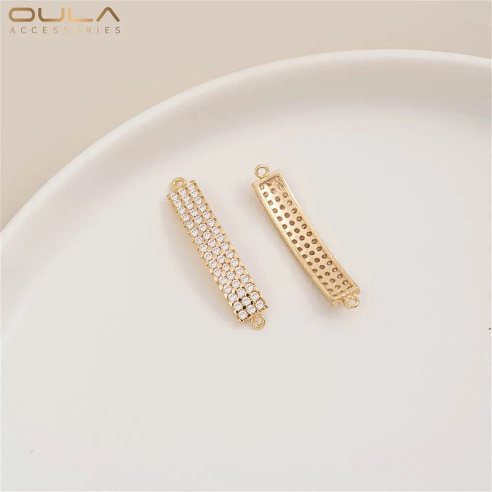 

14K Gold-plated Micro-inlaid Zircon Chain-shaped Double-hanging Long Row Double-hanging Pendant Diy Bracelet Necklace Accessory