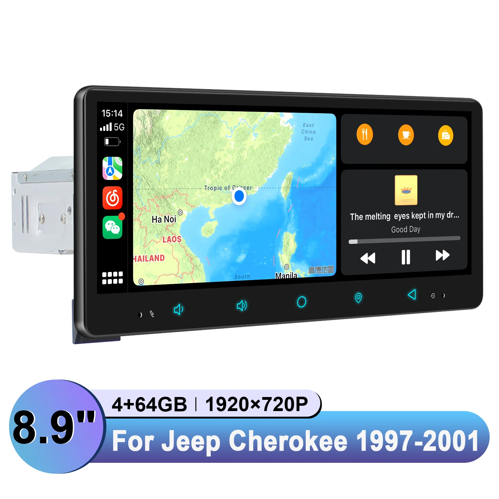 Plug and Play 8.9 Inch Upgrade Wireless Carplay Car Stereo Radio For Jeep Cherokee 1997-2001 Support OEM Steering Wheel Control