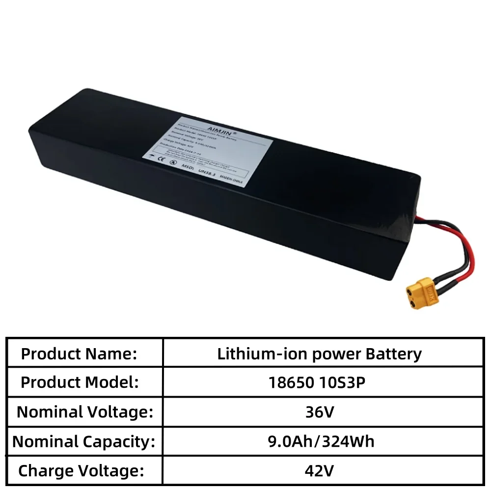 بطارية ليثيوم أيون 36 فولت 9000 مللي أمبير 18650 قابلة لإعادة الشحن 500 وات مع BMS مدمج للدراجات البخارية الكهربائية KUGOO S1 S2 S3 10S3P #3