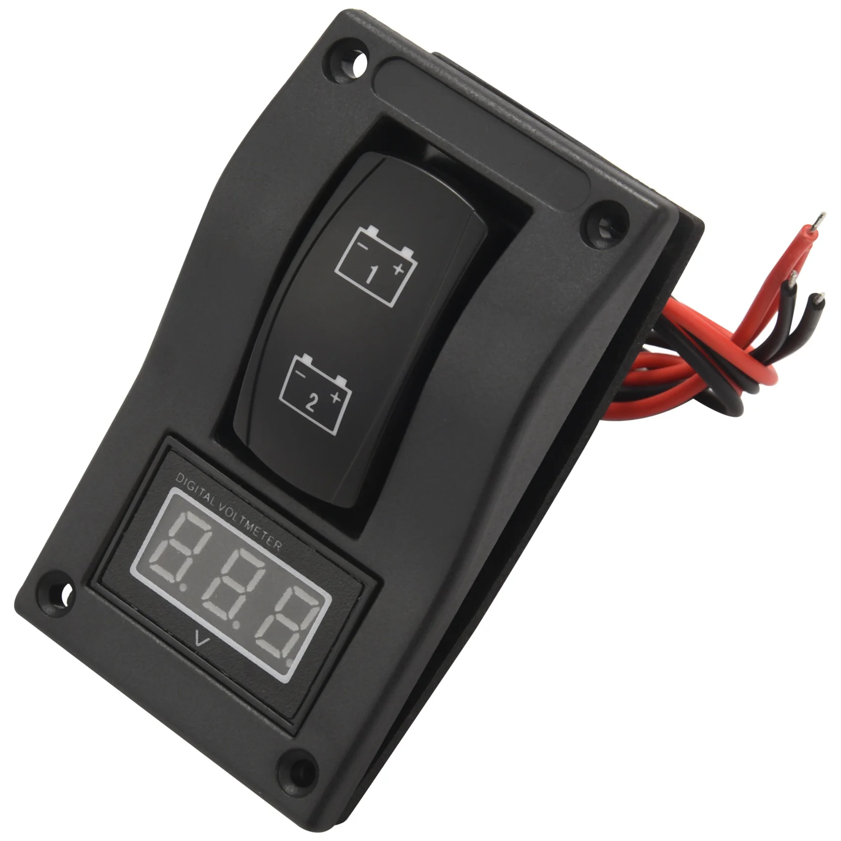 12-24V LED Dual Battery Test Panel Rocker Switch Car Truck Marine Boat Voltmeter 4P ON-OFF-ON