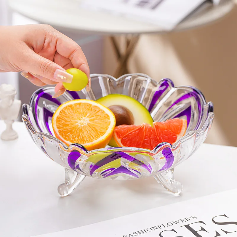 Nordic Style Home Modern Living Room Coffee Table Snack Plate Personality Creative Crystal Glass Fruit Plate Fruit Basin