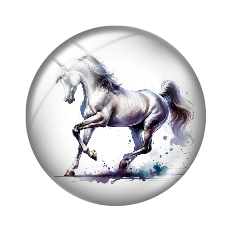 Arabian Horse 12mm/20mm/25mm Round glass cabochon flat back Making findings for custom DIY bracelets