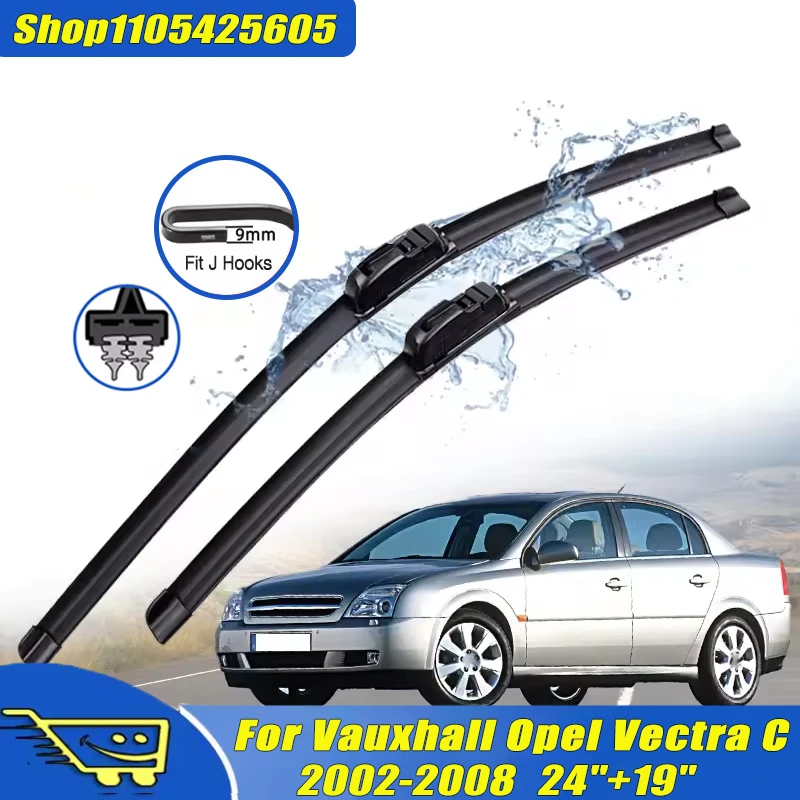 

Front Wiper Blades Windshield Washer Windscreen Brushes Window Cutter Accessories 24"+19" For Vauxhall Opel Vectra C 2002-2008