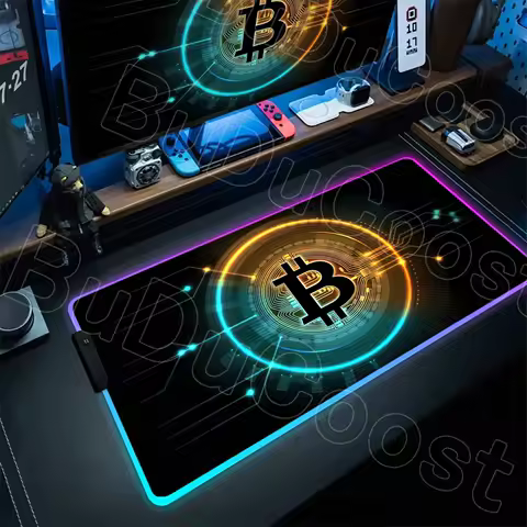 Non-slip Rubber RGB Bitcoin Mouse Pad Large Carpet Backlit Table Mat Mousepad HD Gaming Laptops Accessories Computer Cabinet Mat