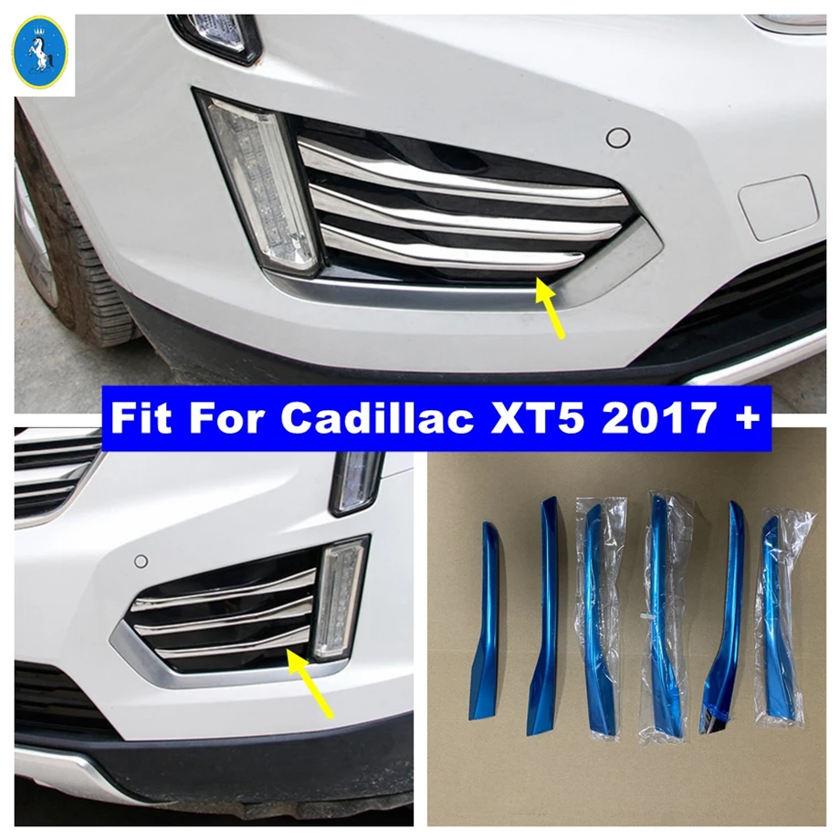 

Accessories Front Head Grille Fog Lights Foglight Lamps Eyelid Eyebrow Decor Stripes Cover Trim Fit For Cadillac XT5 2016 - 2021