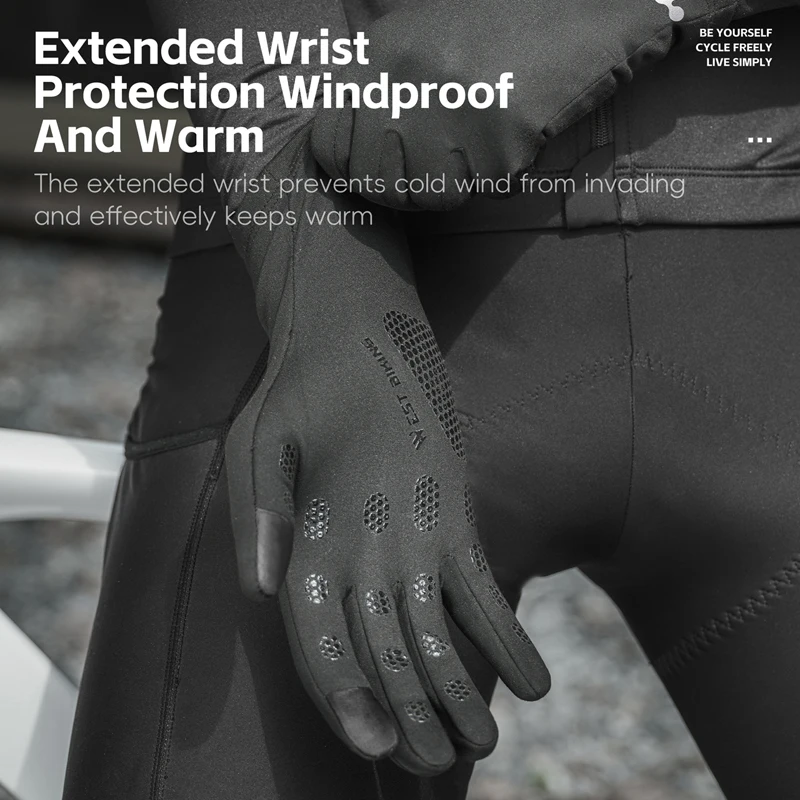 غرب ركوب الدراجات الحرارية قفازات ركوب الدراجات الشتاء الصوف يندبروف قفازات الدراجة شاشة تعمل باللمس قفازات كاملة الأصابع معدات ركوب الدراجات في الهواء الطلق