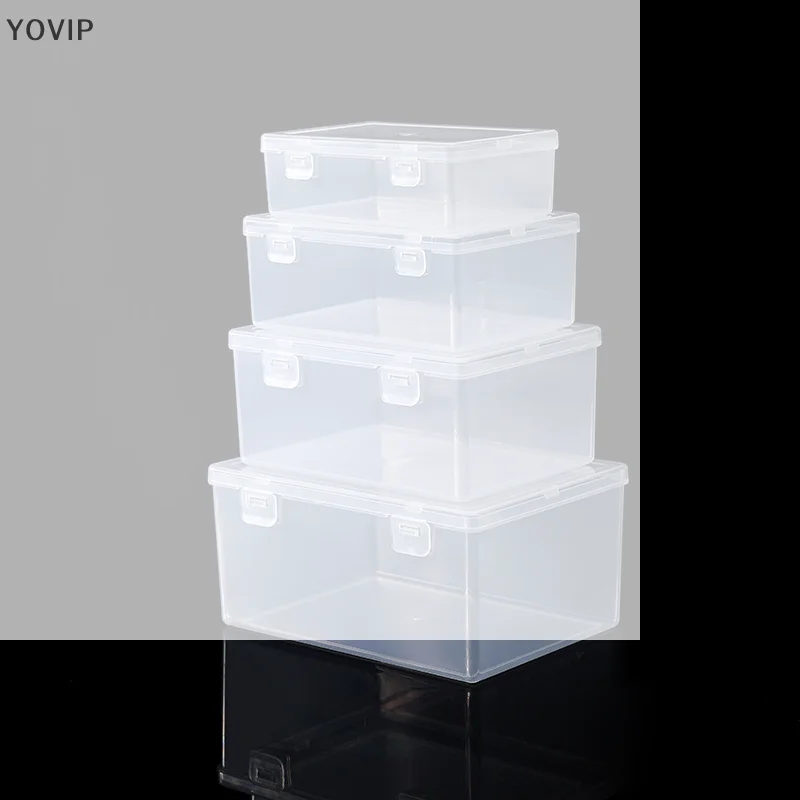 /YOV/Art Plastic Clear Double Buckle Storage Box Nail Rhinestone Brush Pen Buffer Grinding Files Organizer Container Case Nail