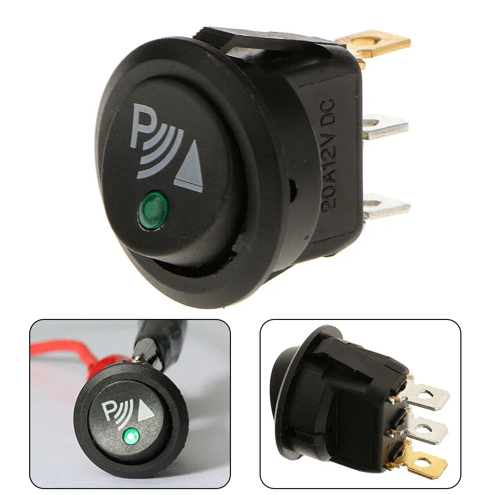 Carro 3-Pin Rocker On and Off Switch, 12V 20Amp, Interruptor do painel redondo, Sensor reverso traseiro dianteiro, 3x2x2cm, Acessórios de carro