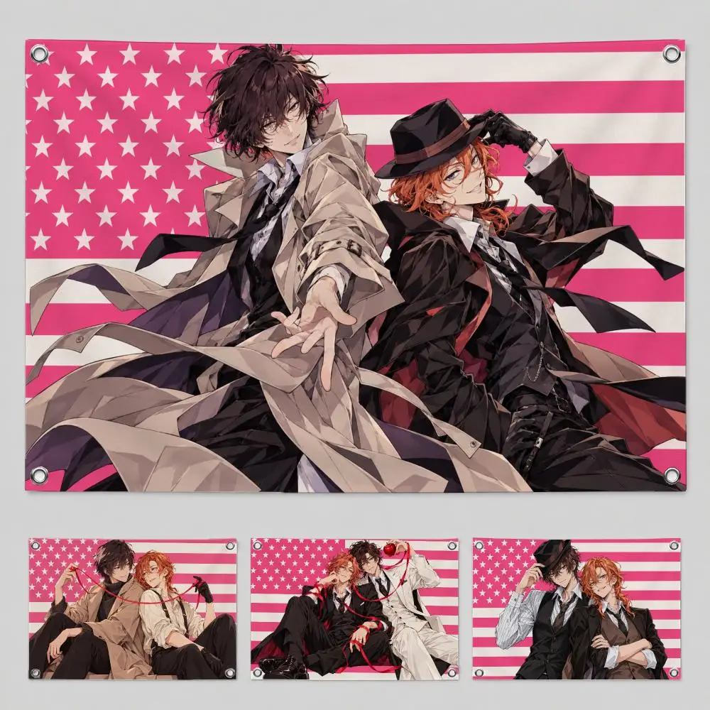 Flag Bungo Stray Dogs Flag Flags Yard Garden Decor Banner Indoor Outdoor Wall Hanging Flag Home Patio Wall Art Decoration