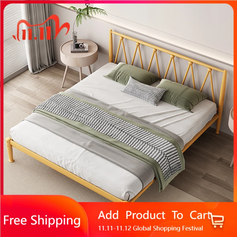 

Modern Iron Bedroom Bed Minimalist Comfortable Double Sleeping High Quality Bed Modern Simple European Beliche Unique Furniture