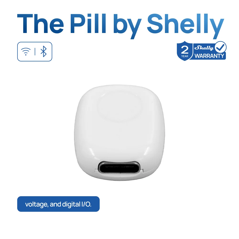 The Pill by Shelly Compact Wi-Fi Voltage Peripherals for Monitoring and Control of Temperature Humidity Voltage Digital I/O