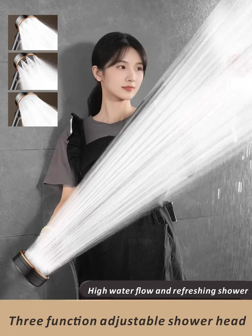 

Душевая лейка высокого давления с 3 режимами, регулируемая, водосберегающая, с функцией остановки воды одной кнопкой, насадка для душа, аксессуар для ванной комнаты