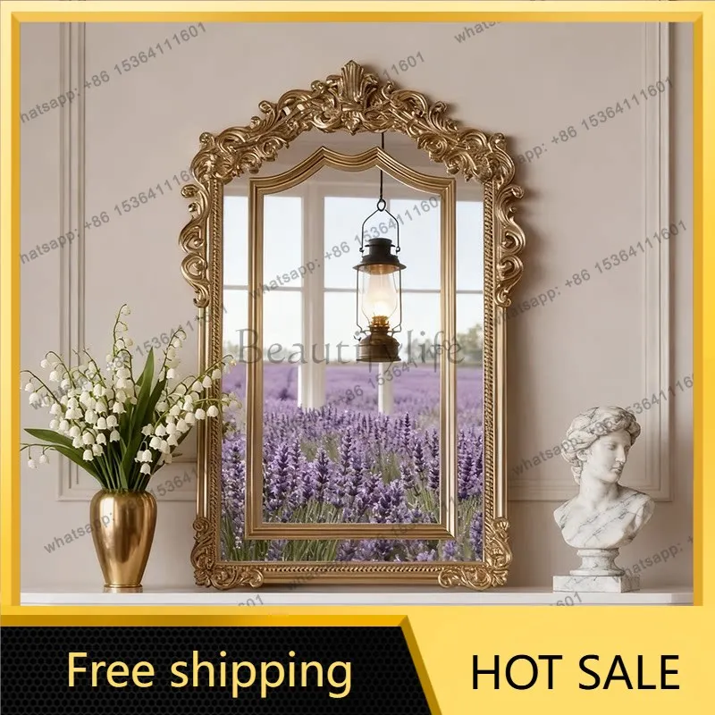 XX. French retro living room fireplace decorative mirror American home art desktop dressing mirror