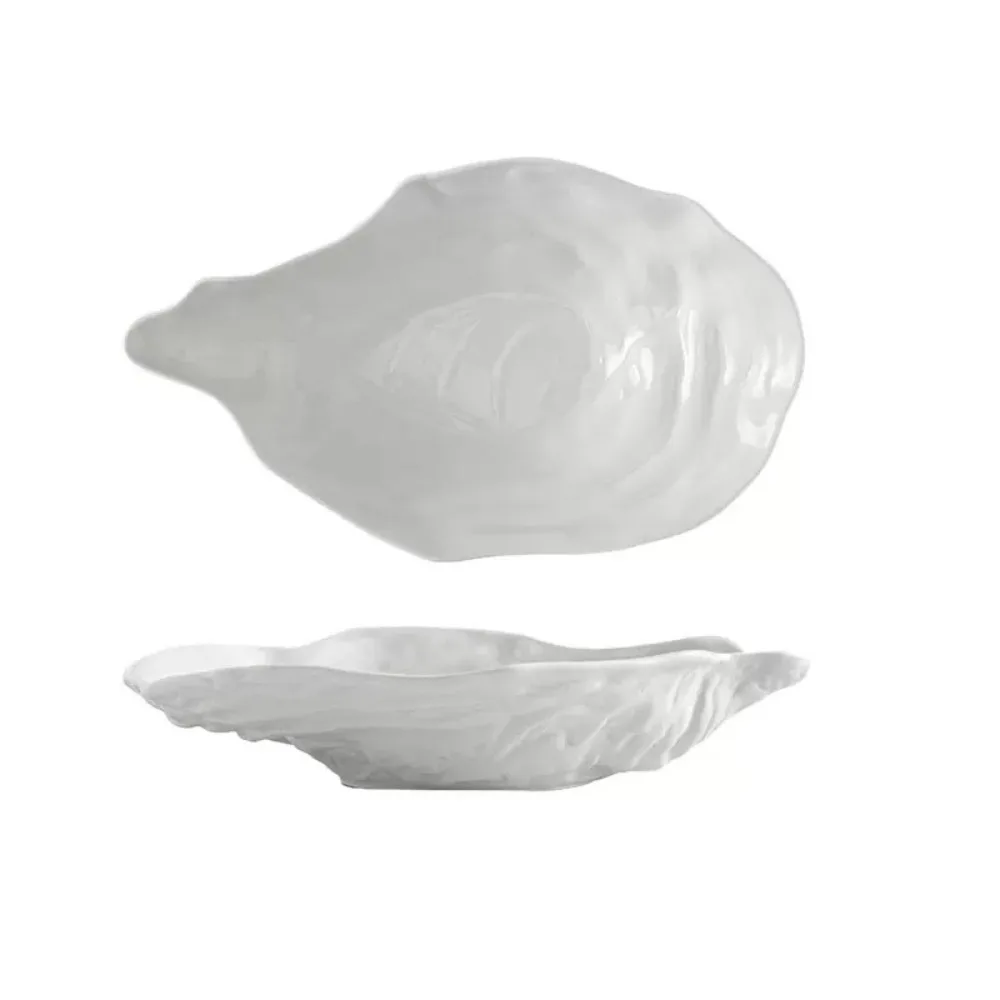 Kitchen Organizer Ceramic Sashimi Plate Creative Reusable Storage Dish Multi-Function Oyster Shell Shape Dessert Tray Commercial
