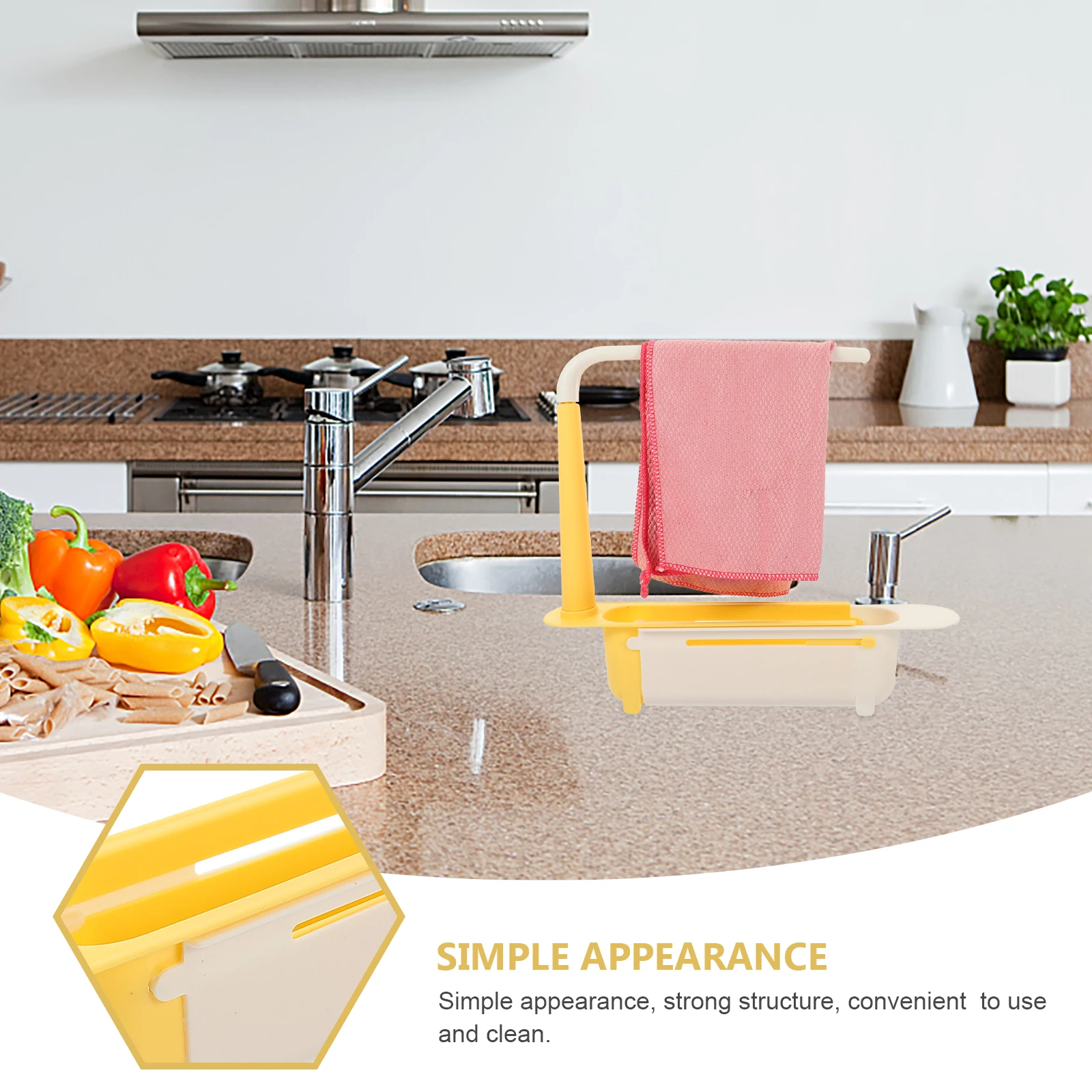 

Telescopic Sponge Holder Kitchen Sink Organizer Simple Design Practical Use Cost-Effective Housewarming Gift Cleaning Balls Rags