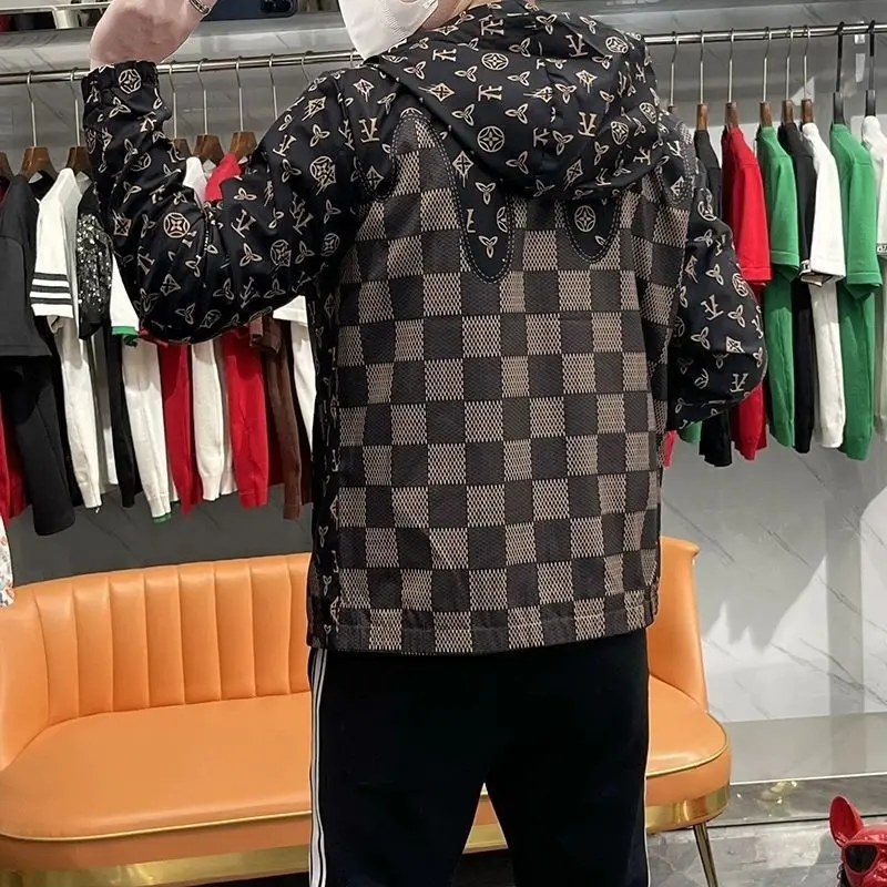 Europe Station high-end casual jacket men's trendy brand printing spring and autumn new men's hooded jacket thin trend
