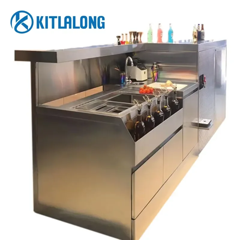 for Kitlalog Stainless Steel 304 Custom Cocktail Bar Station Bartender Workstation Home Bar Equipment Mobile Drink Making