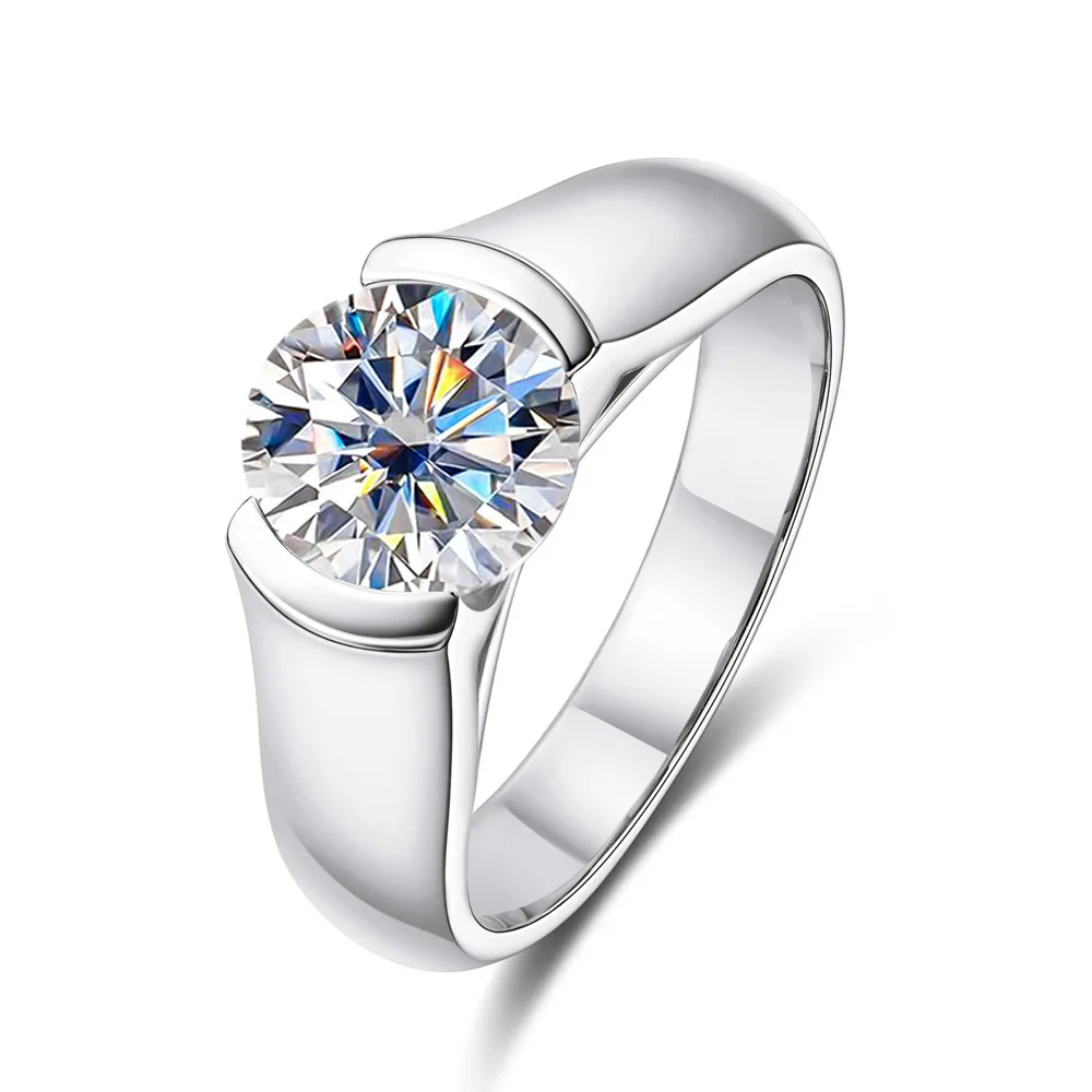 Stunning 2 Carat D Color Moissanite Diamond Rings Moissanita Ring Plate 18k Gold Gifts Fine Jewelry GRA