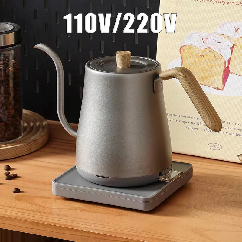 110V/220V Electric Kettle Hand Brew Coffee Pot Gooseneck Jug Slender Mouth Pot 304 Stainless Steel Teapot Kettle 1000W