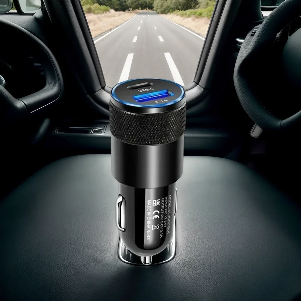 Universal 66W 4-Port USB A/C Car Charger - Fast Charging Adapter for Smartphones (Compact Design)