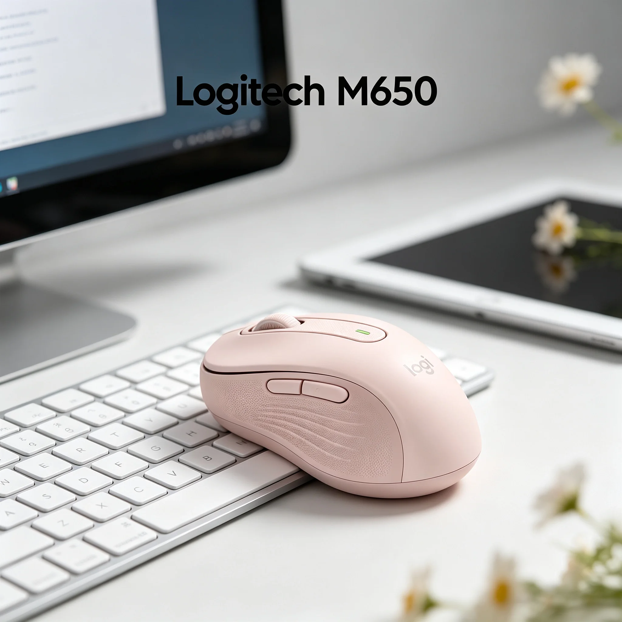 Logitech Signature M650 Office Wireless Mouse Logi Bolt USB Receiver Bluetooth Dual Mode SilentTouch Quiet Click SmartWheel Scro