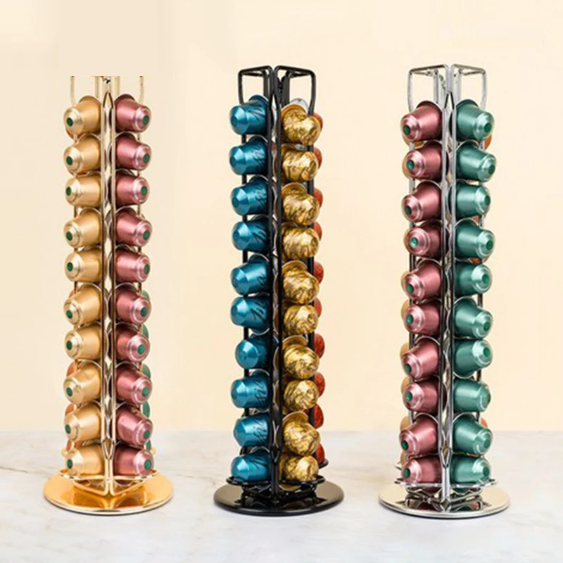 Rotatable Coffee Capsule Holder 40 Coffee Capsule Storage Rack Kitchen Restaurant Bar Display Stand Minimalist Modern Iron Shelf