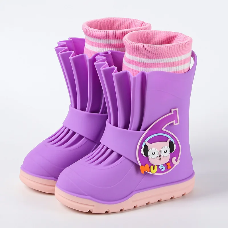 Girls Cute Comfy Rain Boots New Boy Baby Non-Slip Outdoor Shoes Lightweight Stereoscopic Cartoon Leisure Rain Shoes Four Seasons