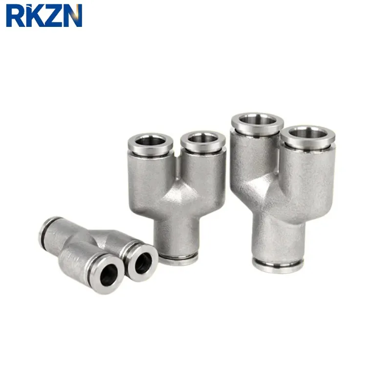 304 Stainless Steel Pneumatic Quick Connector 3-way Y-shaped Variable Diameter Connector PY PW Air PU Hose 10 12 14 16mm PW8-6