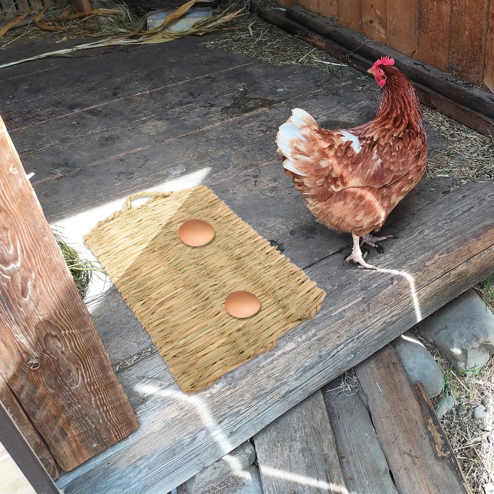 

6Pcs Handmade Reed Grass Mats Chicken Nesting Pads Woven Egg Collection Bedding for Rabbit Birds Cats Non-Slip Comfortable