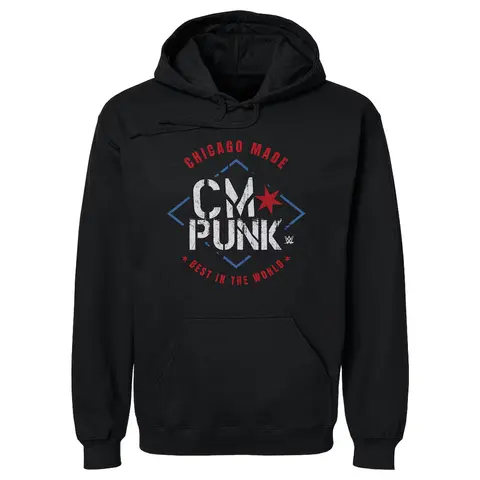 Men's 500 Level Black CM Punk Chicago Made Pullover Hoodie Hooded Sweatshirt Black Leisure Unisex Printing Clothes