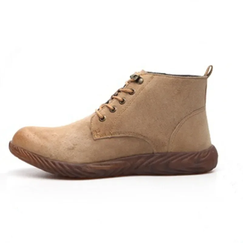 Men's Work Boots Steel Toe Cap Cow Leather Shoes Men Outdoor Anti-slip Puncture Proof High Top Safety Shoes Casual Boots