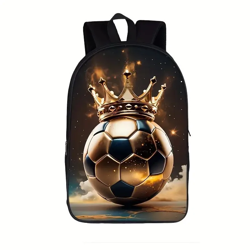 Student cartoon 3D printed football backpack, elementary school backpack, waterproof and wear-resistant nylon backpack