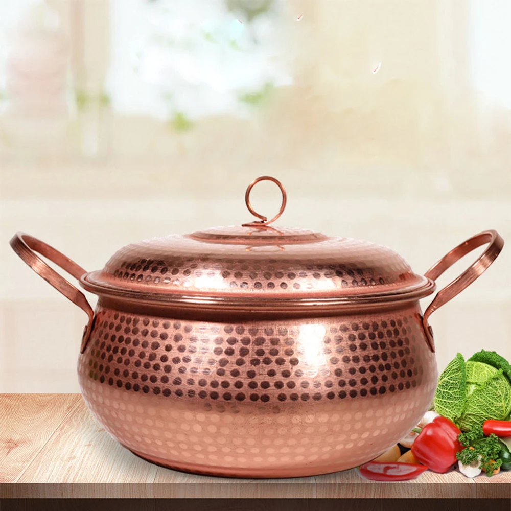 Copper soup pot stew pot  Casserole Steamer Handmade gas cooker stove kitchen cookware cooking tool double ear noodles rice pot