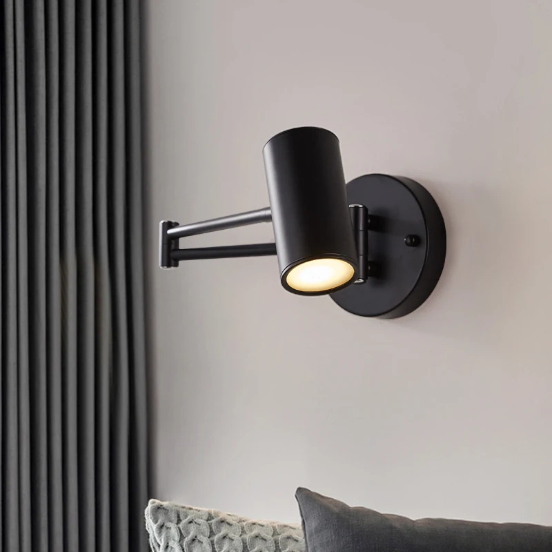 Modern Minimalist Rotary Wall Light LED Reading Swivel Sconces With Plug Gold Black Home Bedside Adjustable Swing Long Arm Lamp