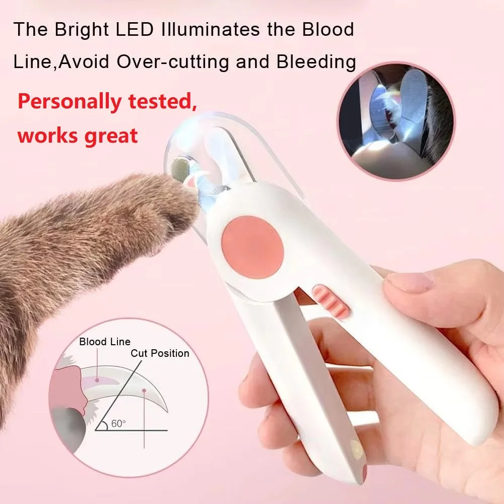 

Professional Safe Design Dog Nail Clipper Labor-saving LED Pet Claw Trimmer with Nail File Safe Cat Nail Grinder Pet Grooming