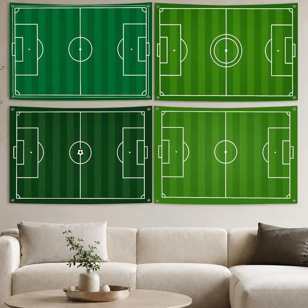 Soccer Field Pattern Door Mat Flags Aesthetic Wall Tapestry Printed Wall Hanging Living Room Party Outdoor Decor