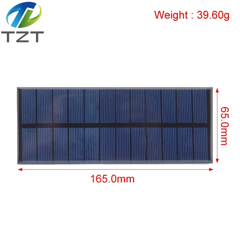 TZT 6V 250mA 1.5W Solar Panel Polycrystalline 165*65MM Mini Sunpower Solar System DIY for Battery Cell Phone Charger