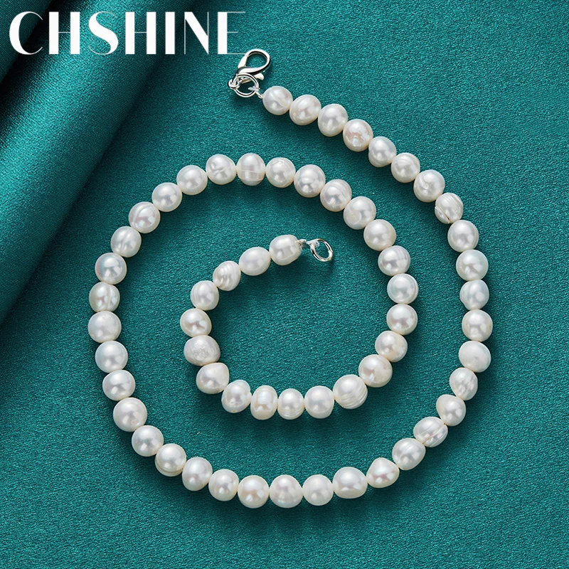 CHSHINE 925 Sterling Silver Natural Freshwater Pearls 16/18/20