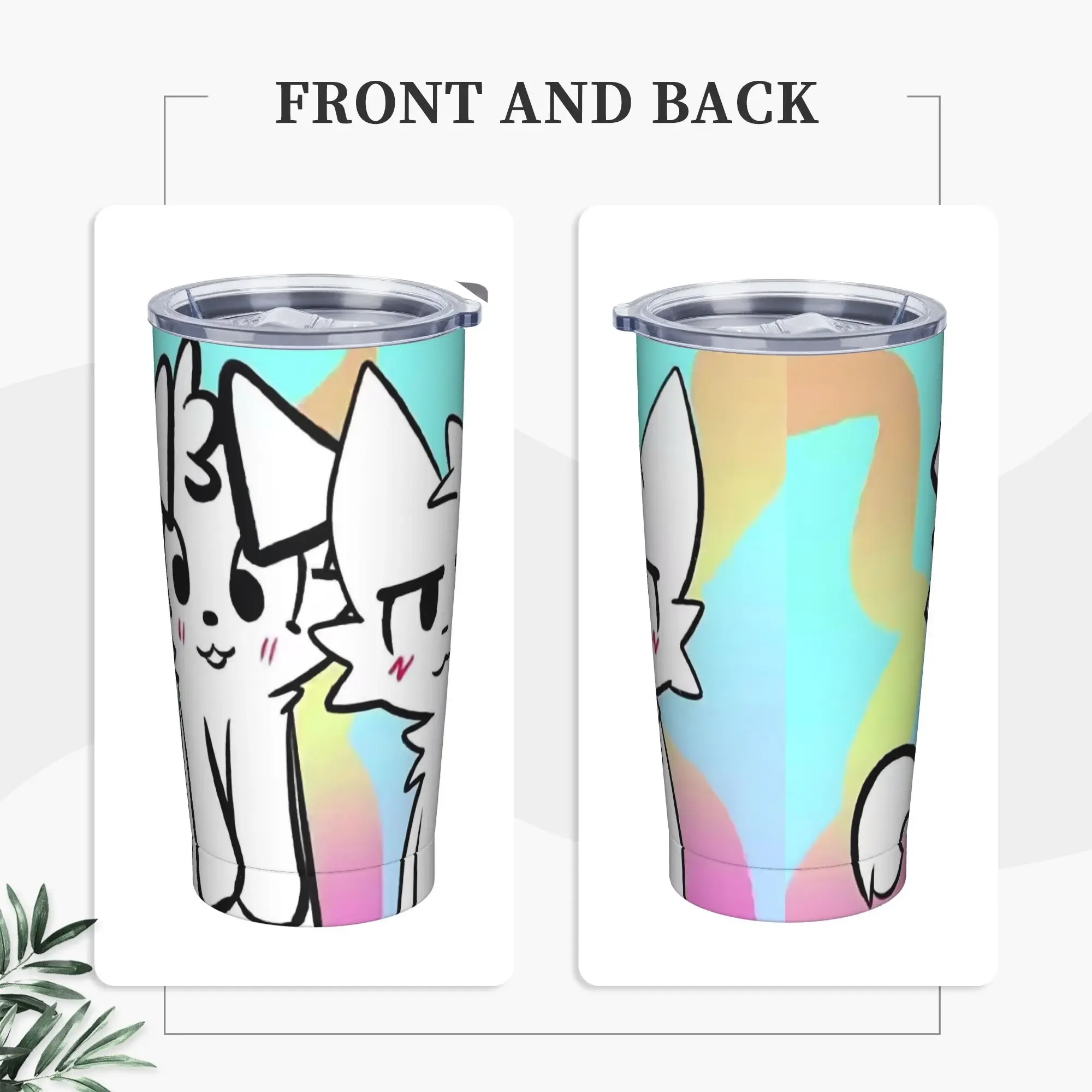 Boykissers Silly Cat Insulated Tumbler with Straws Cartoon Stainless Steel Coffee Mugs Outdoor Travel Spill Proof Cups, 20oz
