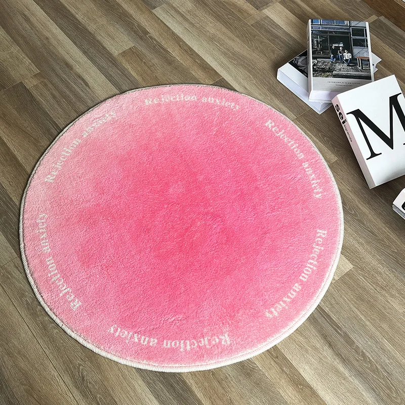 Modern Ins Gradient Round Carpet Soft Fluffy Bedroom Area Rug Computer Chair Floor Mat Nordic Round Rug for Living Room