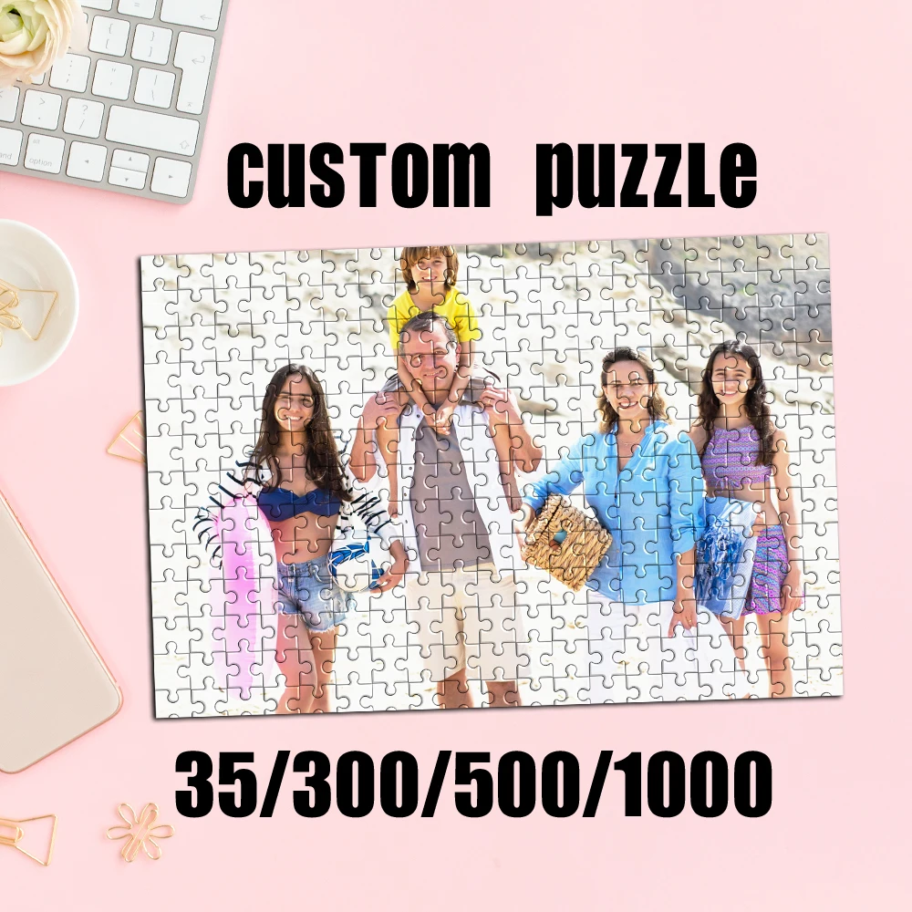 35/300/500pcs  family BEACH Custom Poster Jigsaw puzzle Mosaic Personalized Poster For Kids Toy Birthday Gift