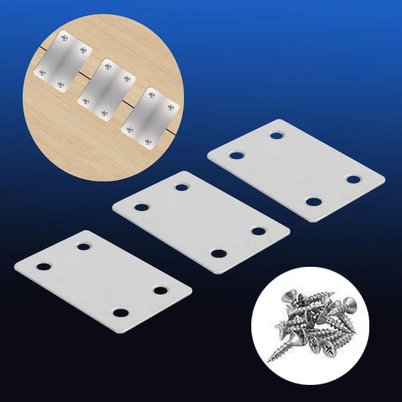 Angle bracket with screws, small stainless steel straight brace repair plate fixed angle brace fastener, for wooden furniture