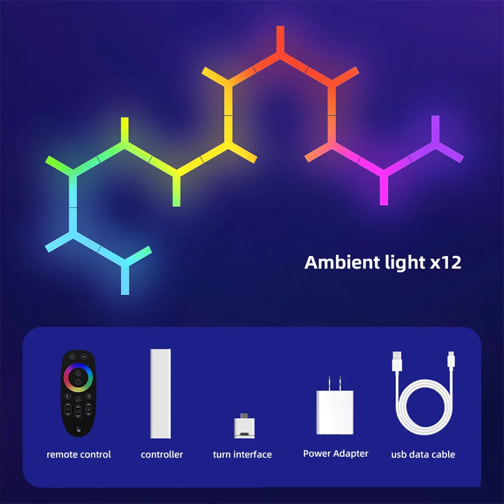 Triangular Splicing Lights RGB Symphony Quantum Lamps Branch DIY Decoration Game TV Background Atmosphere LED Night Lights