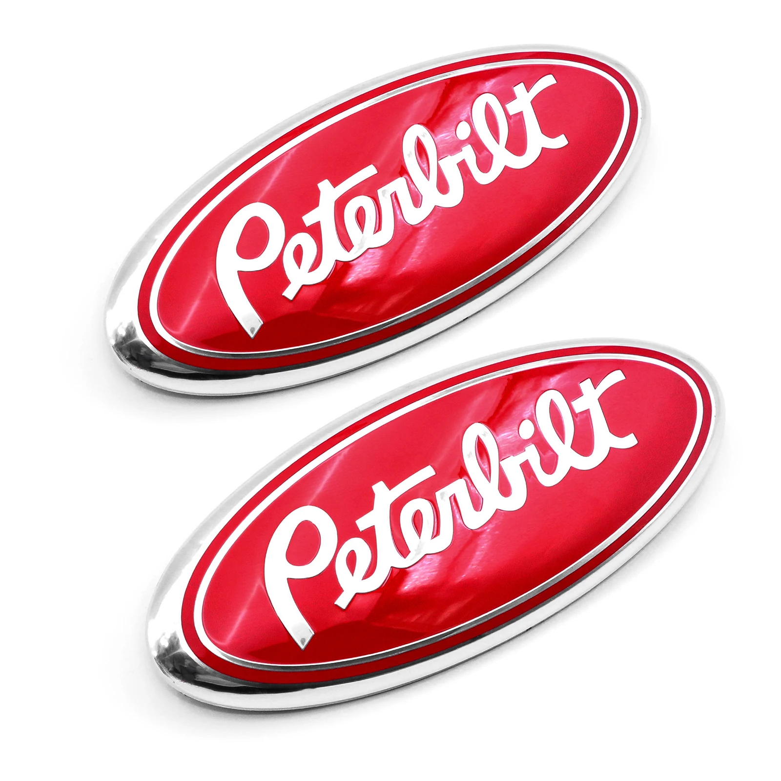 2PCS Red Peterbilt 9 Inch Oval Emblem Fit for 2005-2014 F150 Car Pick-up Truck Front Grille Hood Emblem Badge 4L34-15402A-CA