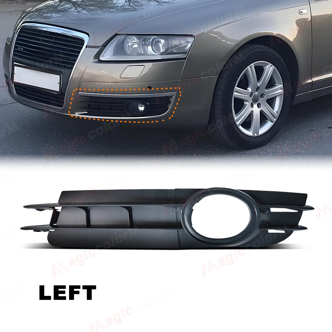 

Решетка переднего бампера автомобиля для Audi A6 C6 2005 2006 2007 2008, передний бампер, противотуманные фары, чехлы левый и правый 4F0807682A 4F0807681A