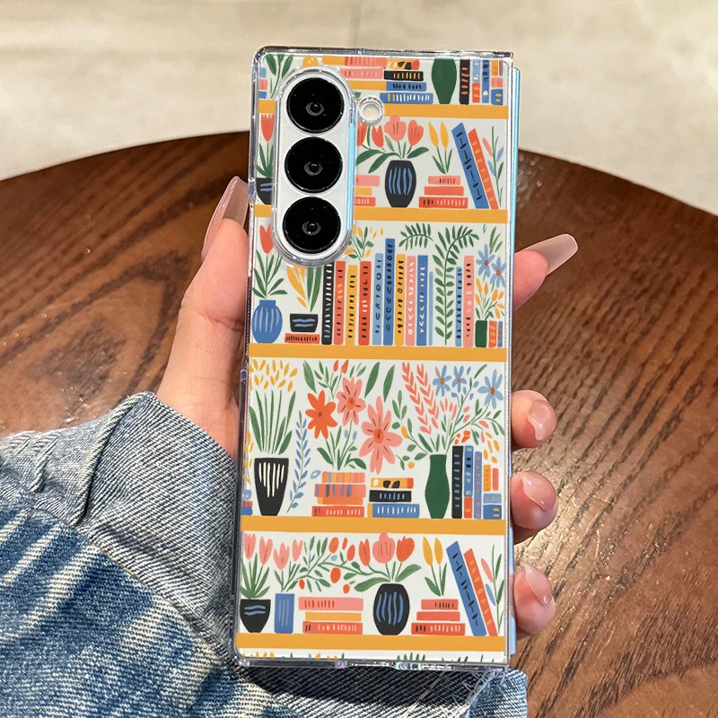 Kreatives Blumen-Bücherregal Transparente Hülle für Samsung Galaxy S25 S24 S23 Ultra S22 S21 FE A16 A15 A36 A56 A55 A54 A53 Note 20 Cover – Detail 6