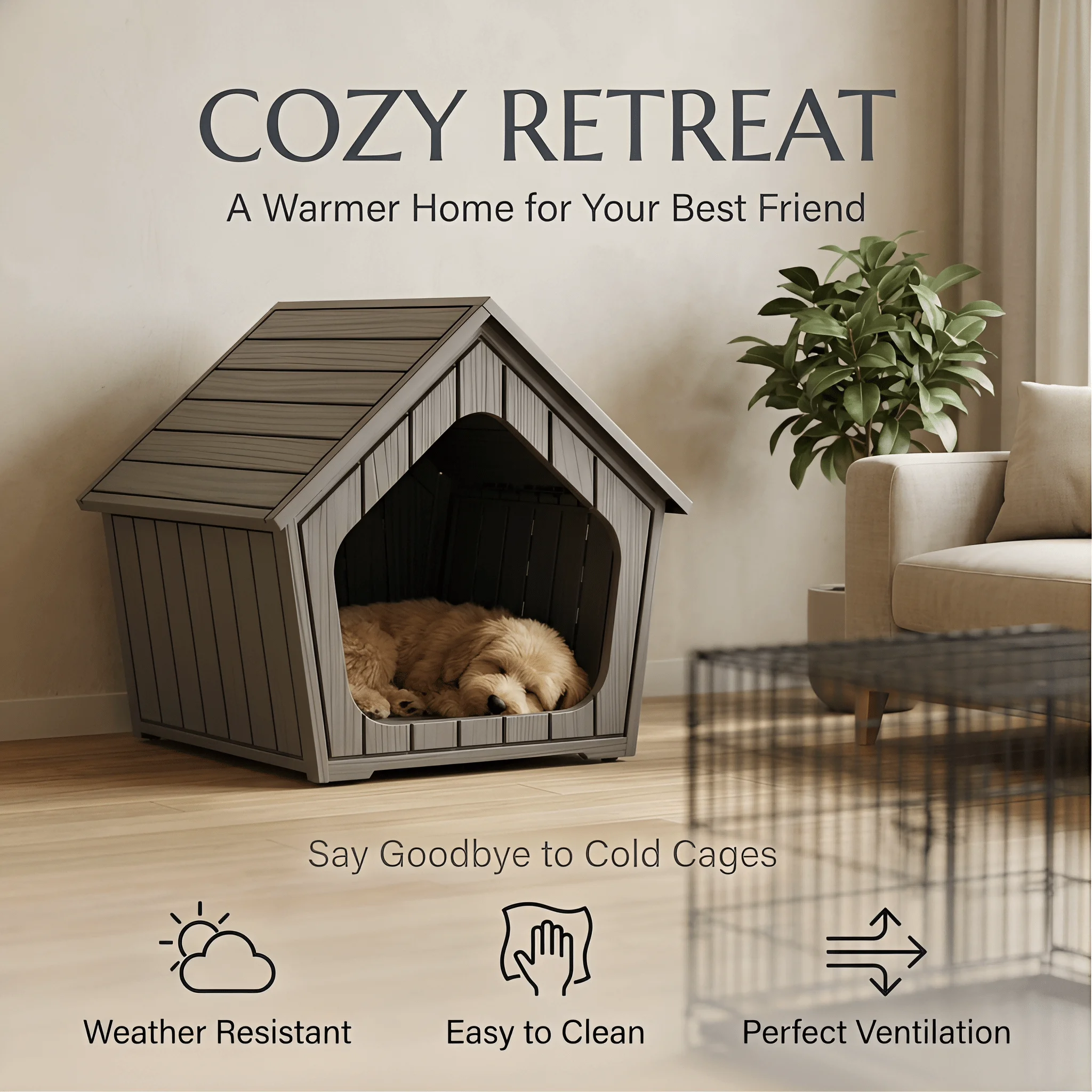 

Spacious Design With Easy Assembly, 23.4x22.6x22 Inches, Comfortable Shelter For Cats And Small Do