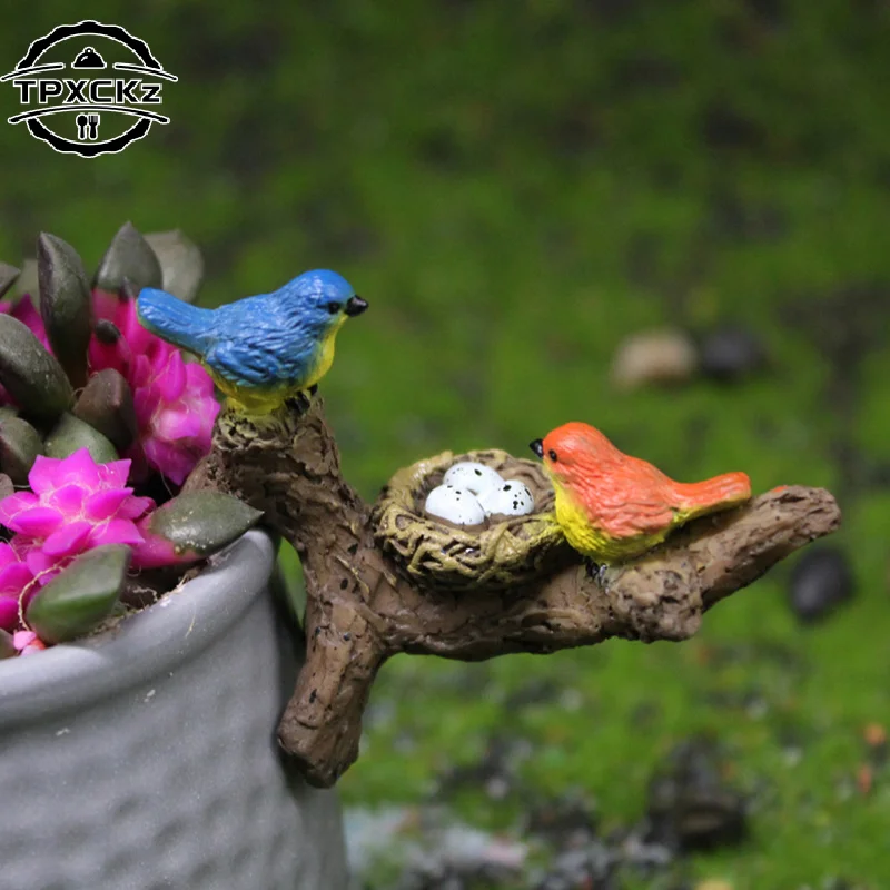Flower Pot Mini Bird Pendant Micro Landscape Garden Bonsai Bird's Nest Decoration Fish Tank Aquarium Tree Landscaping Ornaments
